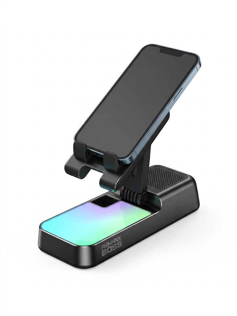 Soporte Portátil para Celular con Parlante Bluetooth Integrado – Remaxx Boss