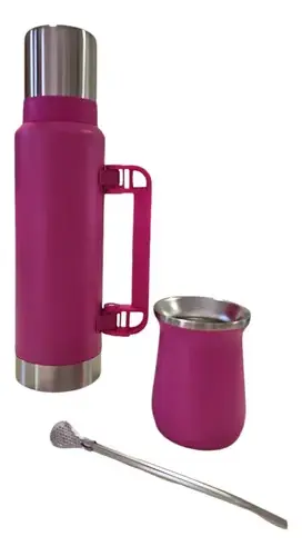Termo Mate 120ml + Envase 50ml Bombilla Acero Inoxidable