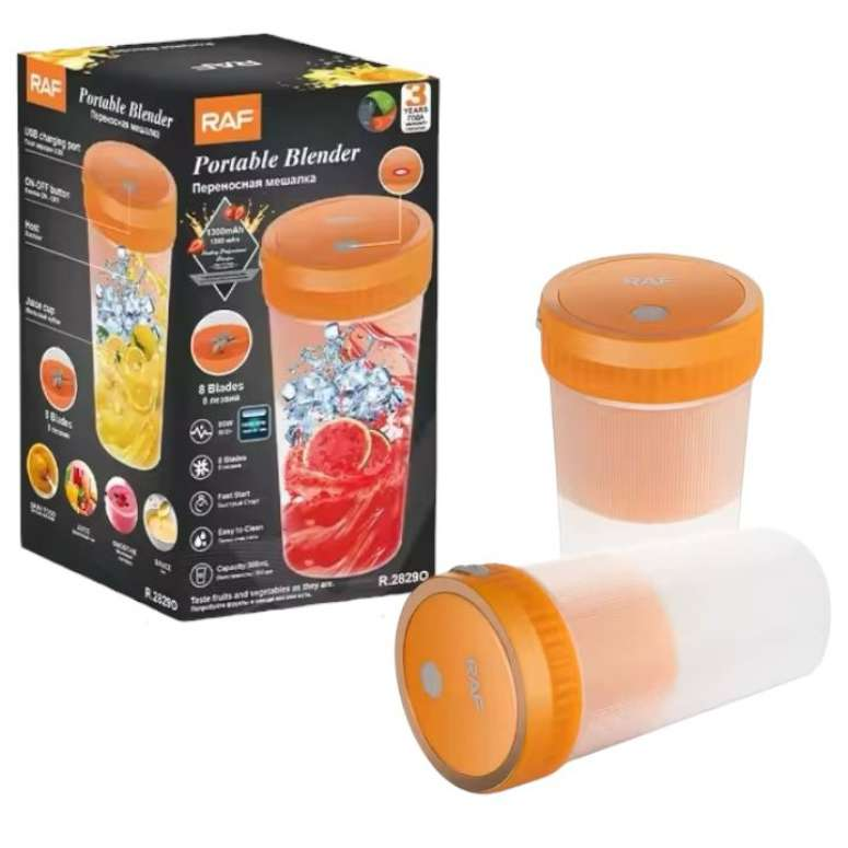 Licuadora Portátil Recargable Raf 300ml Usb 8 Cuchillas