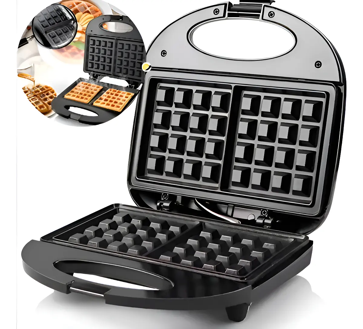 Waflera Eléctrica RAF R.242 750W-850W Antiadherente Negra