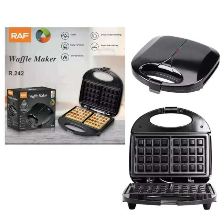 Waflera Eléctrica RAF R.242 750W-850W Antiadherente Negra