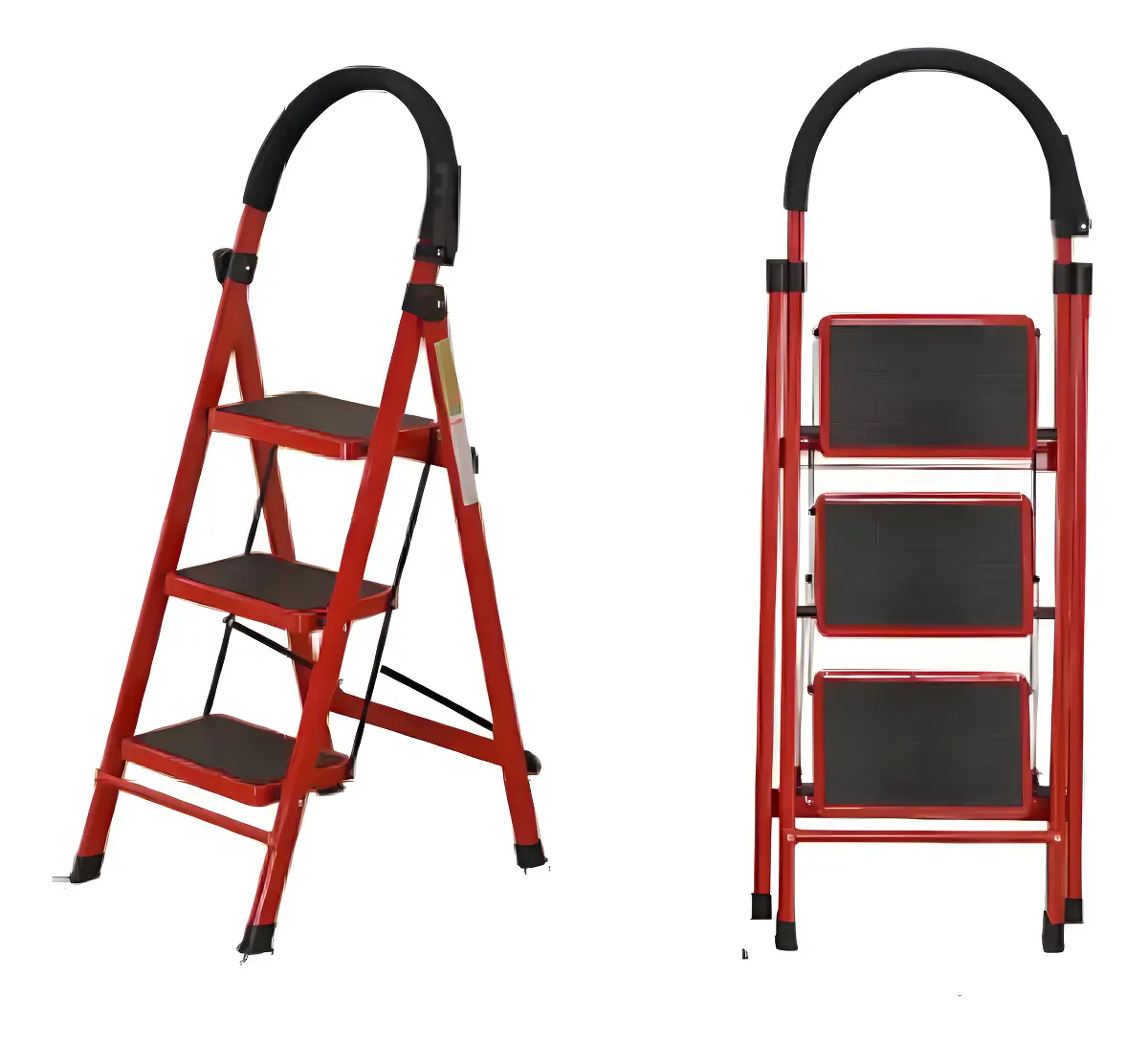 Escalera Plegable 3 Escalones Resistente Color Rojo