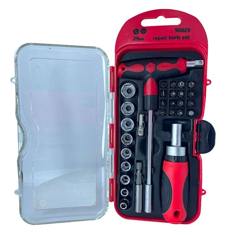 Kit de Herramientas Dados Destornillador Puntas Cabezal Perno 29 piezas