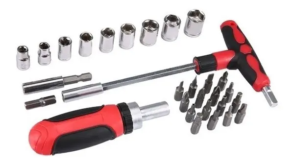Kit de Herramientas Dados Destornillador Puntas Cabezal Perno 29 piezas