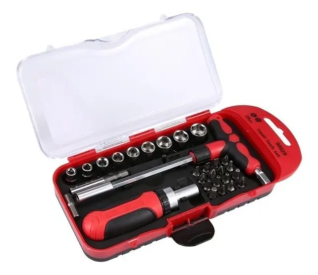 Kit de Herramientas Dados Destornillador Puntas Cabezal Perno 29 piezas