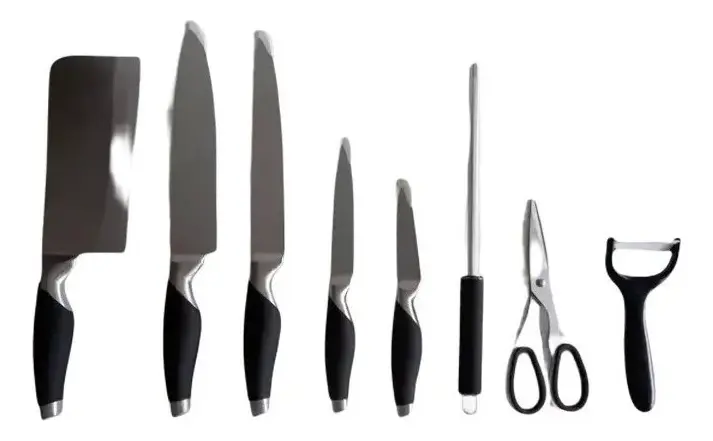Juego Set De Cuchillos Con Base 9 Piezas Acero Inoxidable