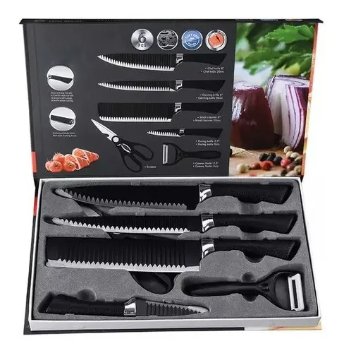Set De Cuchillos Elegante Para Cocina 6 Piezas Color Negro