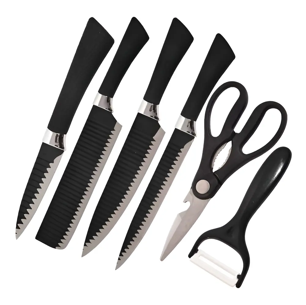 Set De Cuchillos Elegante Para Cocina 6 Piezas Color Negro