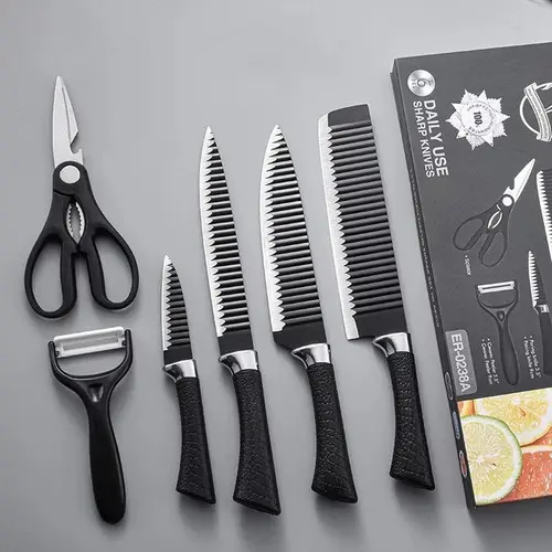 Set De Cuchillos Elegante Para Cocina 6 Piezas Color Negro