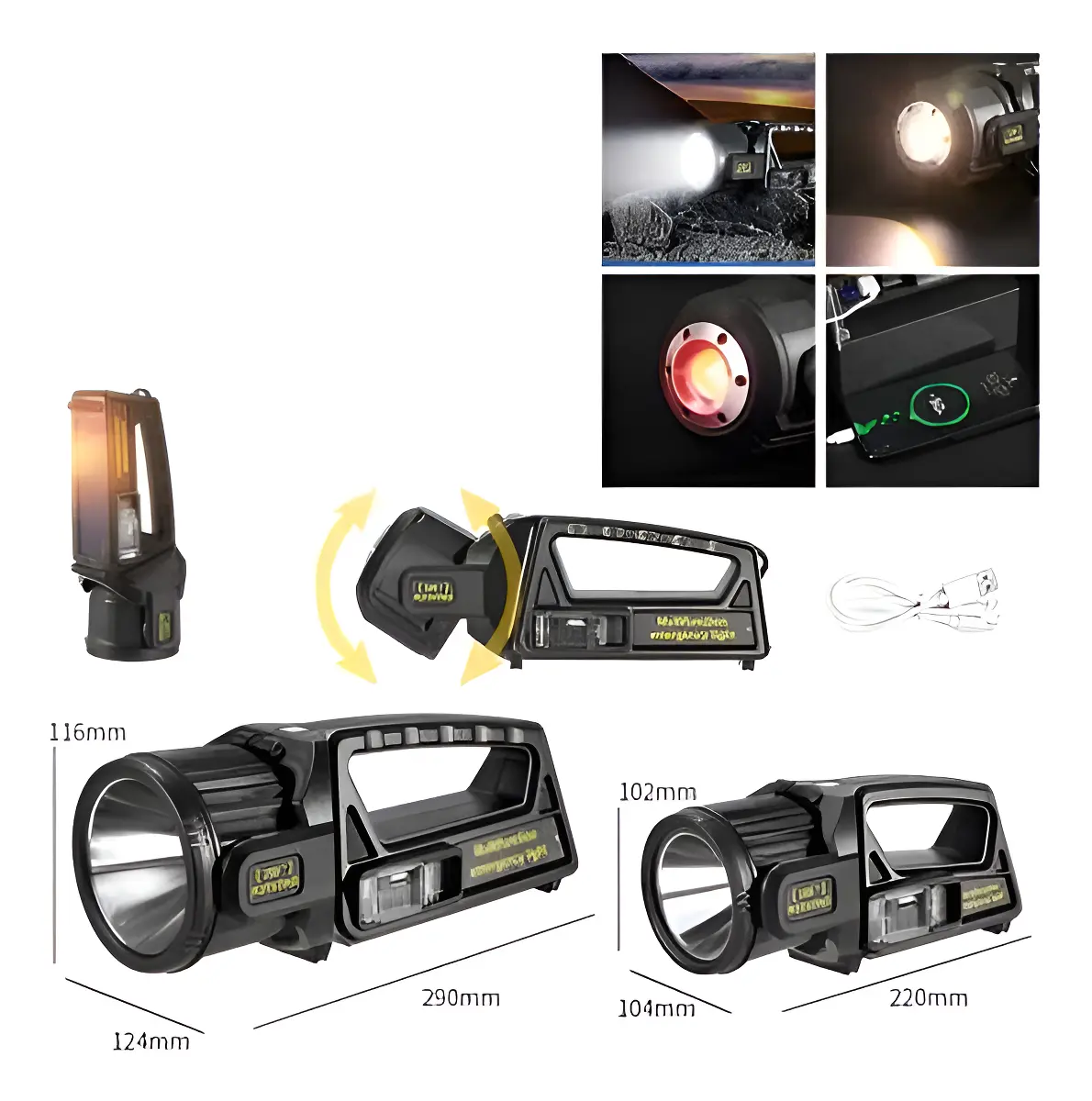 Linterna Multifuncional Solar Reflector Recargable Led W5167 Luz Blanco