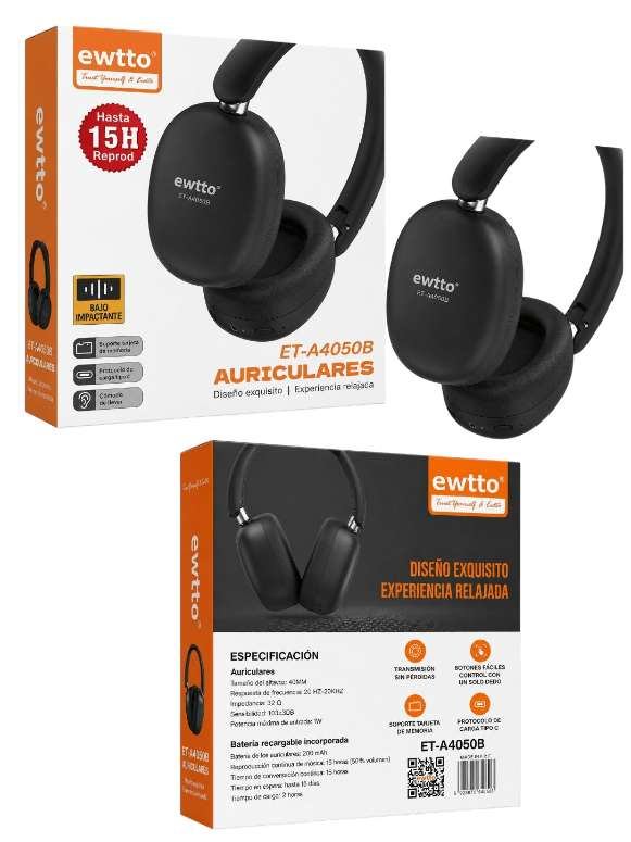 Audífonos inalámbricos Bluetooth Duracion 15Hrs