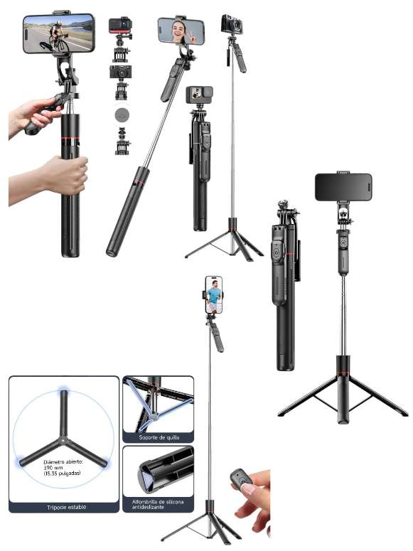 Palo selfie extensible 170Cm con función de trípode 2 en 1